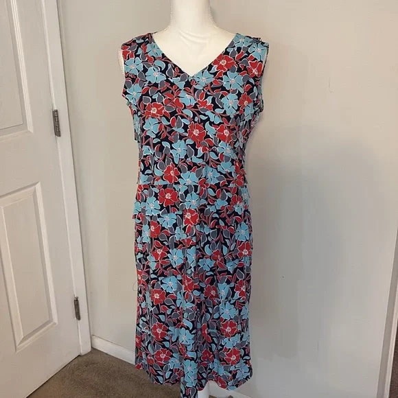 Allison Daley Size 8 Floral Sleeveless V-Neck Knee Length Dress - Picture 7 of 8